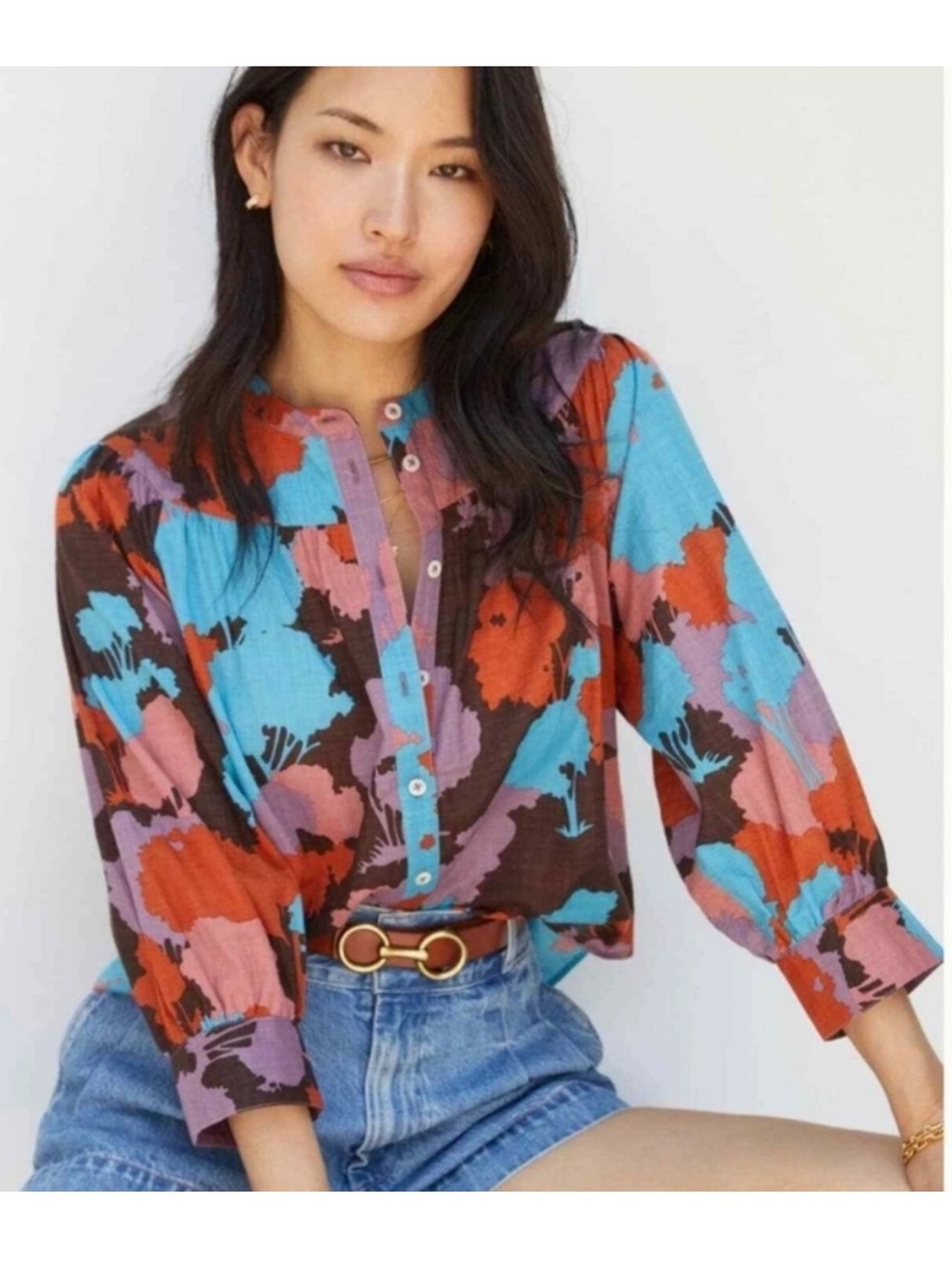 Anthropologie Porridge 100% Cotton Button-Front Blouse